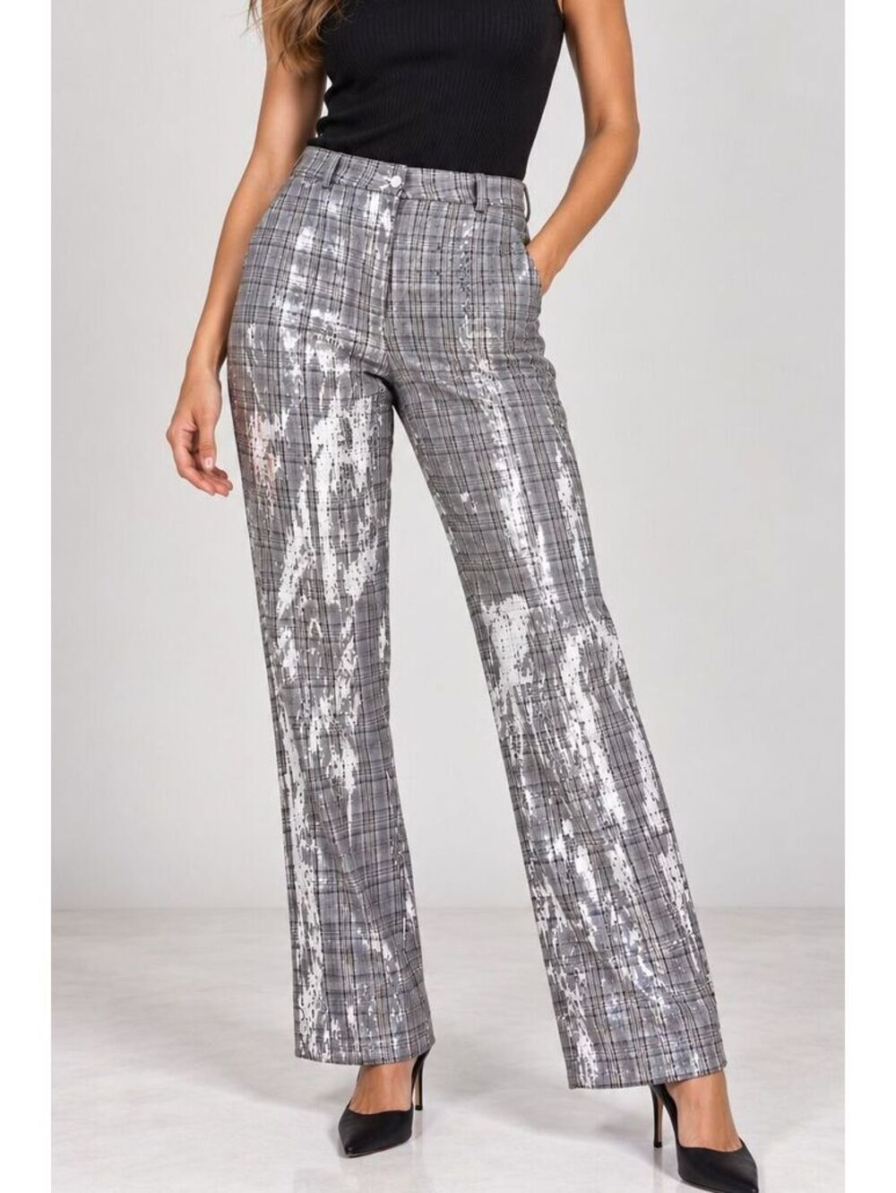 Eva Franco Nash Pants - Zion Plaid Women's Size 8 Sequined Dress Pants Full line